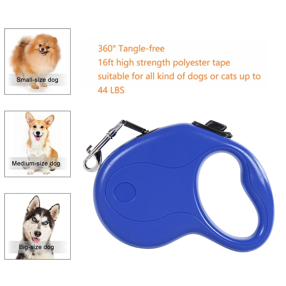 Retractable Dog Leash, 16 ft, Anti-Slip Handle with Brake, Blue - Image 6