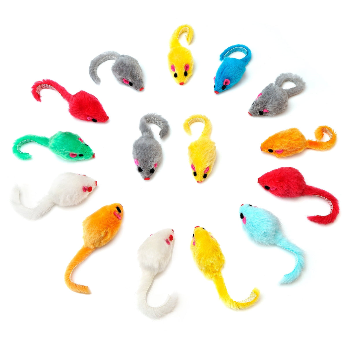 Furry Rattle Toy Mice for Cats, 4.1 in, Assorted Colours, 36-Pack - Image 6