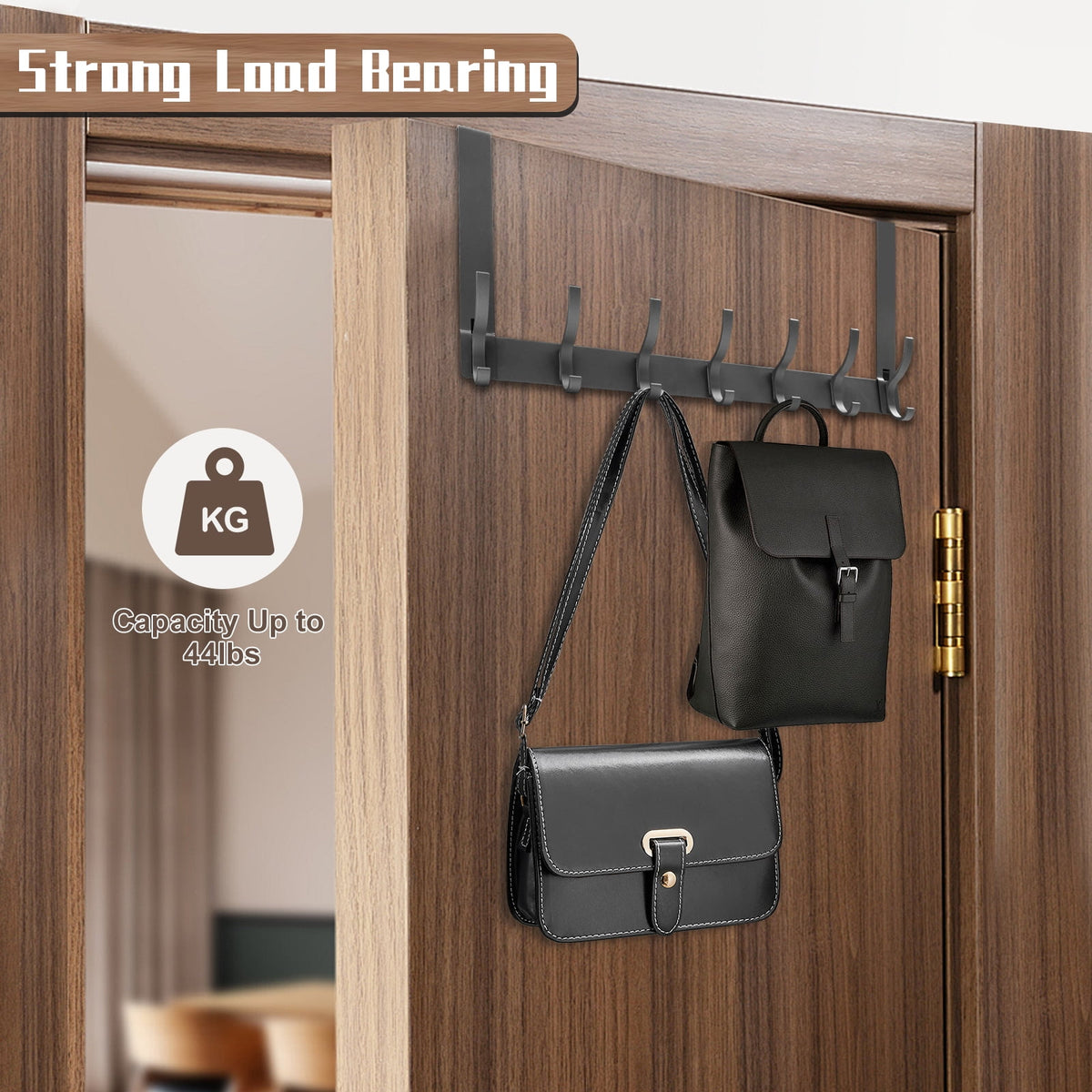 Over-the-Door Hook Rack with 14 Hooks, Stainless Steel, Gray - Image 6