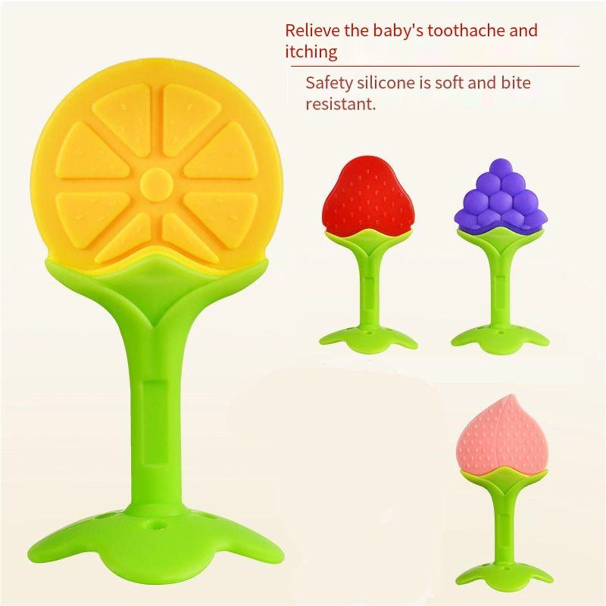 Fruit-Shaped Silicone Teether for Babies 0-12 Months (Blue) - Image 3