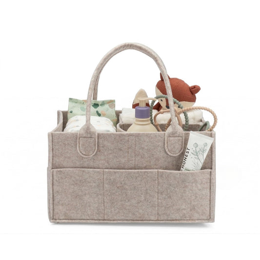 Felt Diaper Caddy with Handles and Removable Divider (Oatmeal) - Image 2