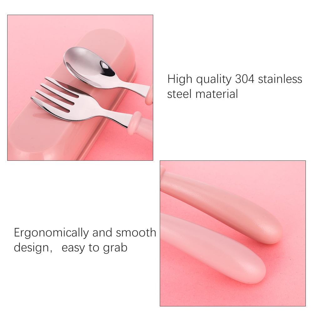 Toddler Spoon and Fork Set with Travel Case, Stainless Steel, 6 Pieces - Image 4