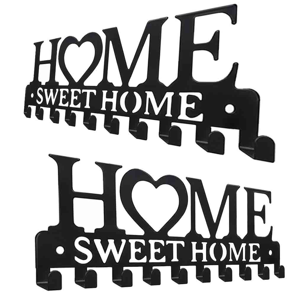 Decorative Wall-Mounted Key Hook Rack, Matte Black Iron