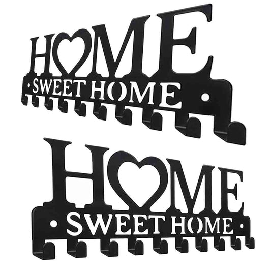 Decorative Wall-Mounted Key Hook Rack, Matte Black Iron