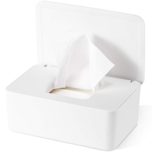 Refillable Baby Wipes Dispenser with Sealing Lid, White