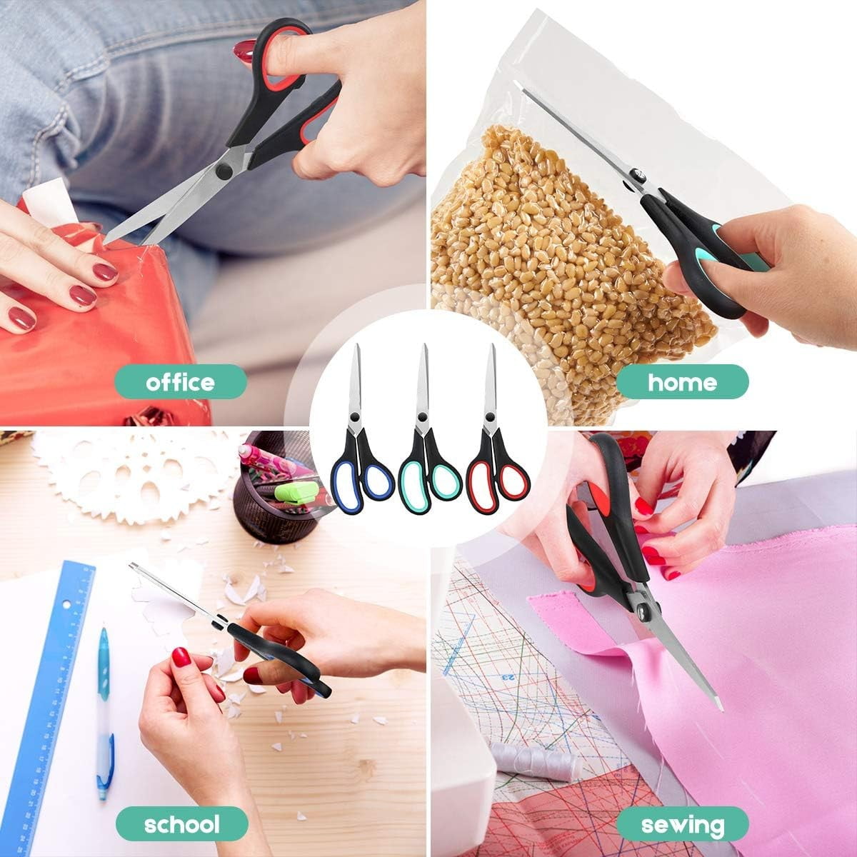 Heavy-Duty 8 in Scissors with Comfort-Grip Handles, 3-Pack - Image 6