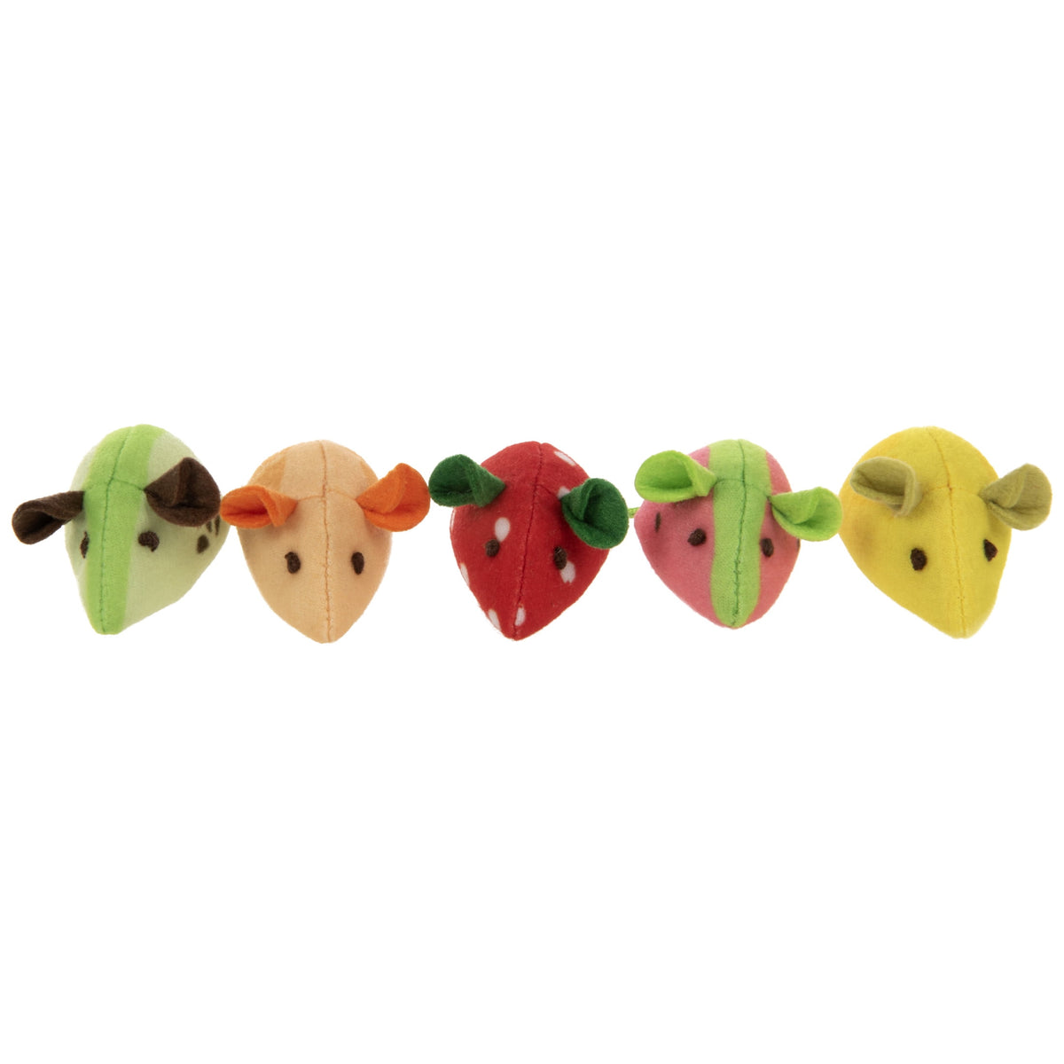 Plush Catnip Mice Cat Toys, Fruit-Slice Design, Set of 5