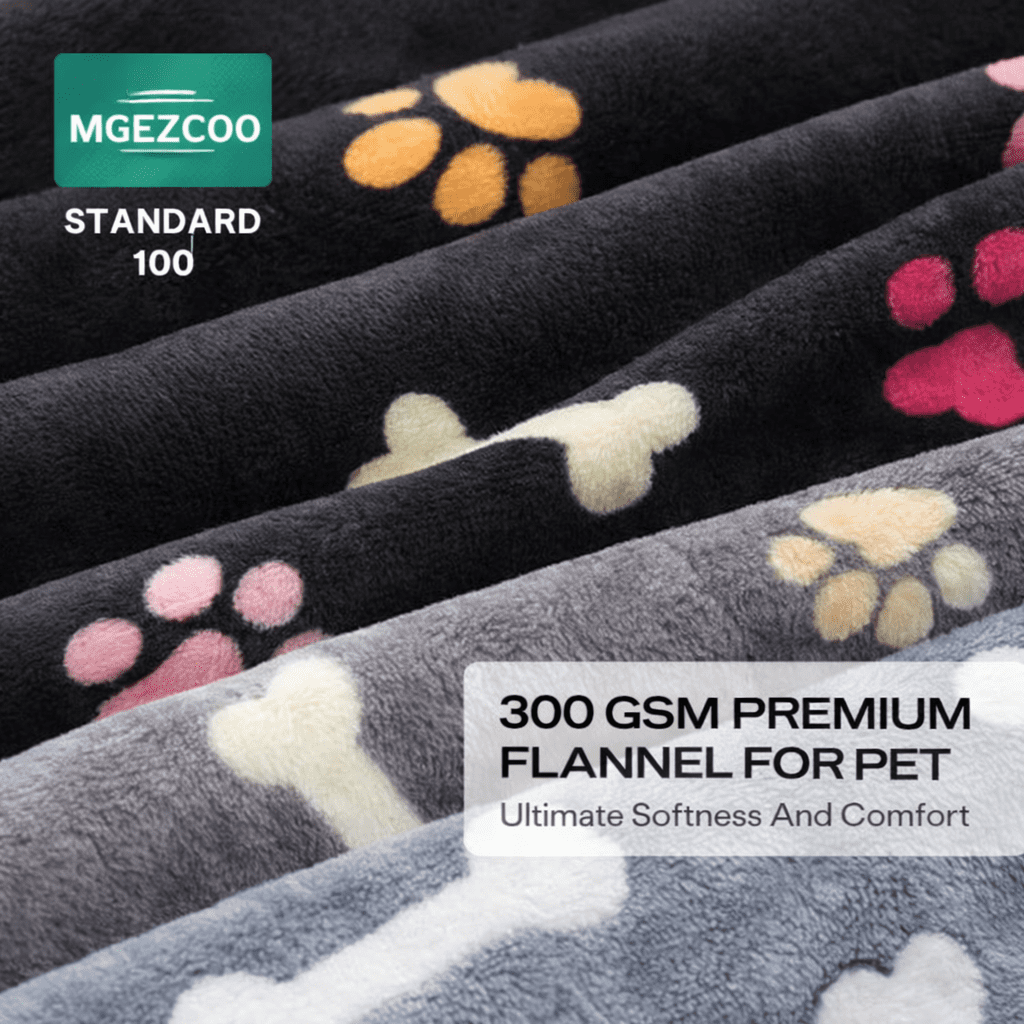 Soft Coral Fleece Pet Blankets, Paw and Bone Print, 3-Pack - Image 3