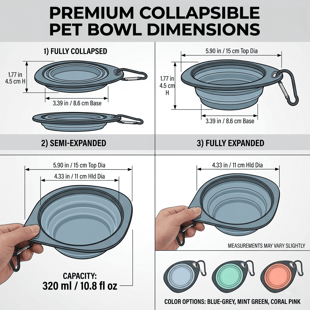 Collapsible Silicone Pet Bowls with Clasp for Travel, Green - Image 6