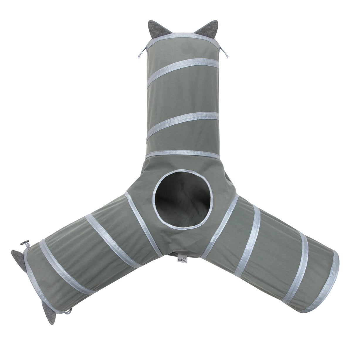 Pop-Up 3-Way Cat Tunnel with Peek Hole and Catnip Toys, Gray