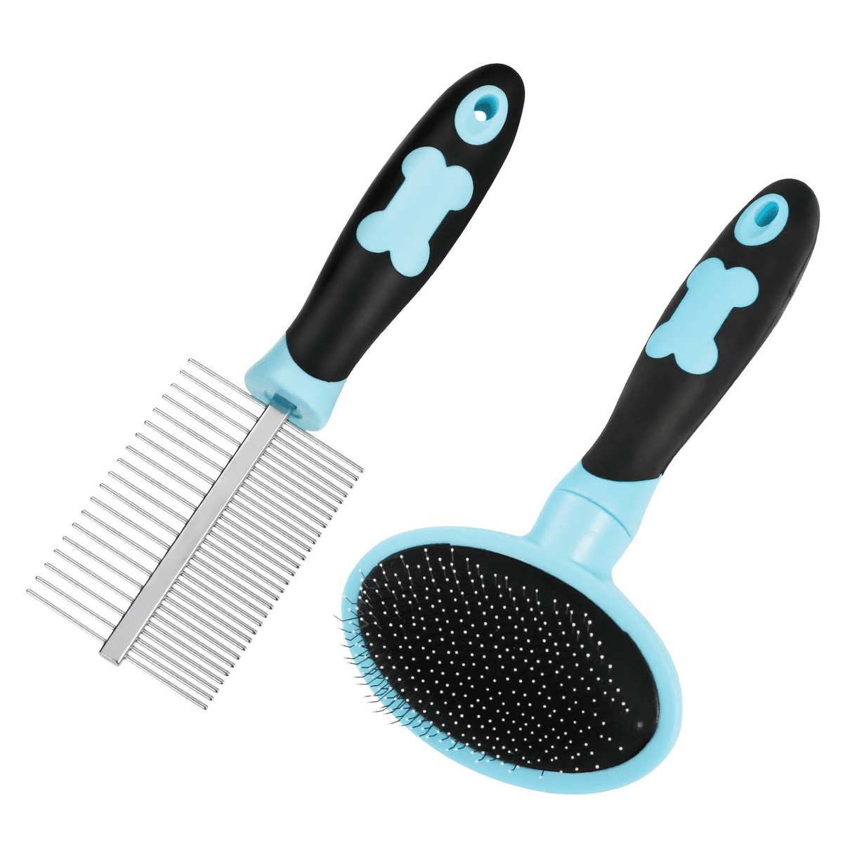 Slicker Brush and Double-Sided Comb Set for Long-Haired Pets