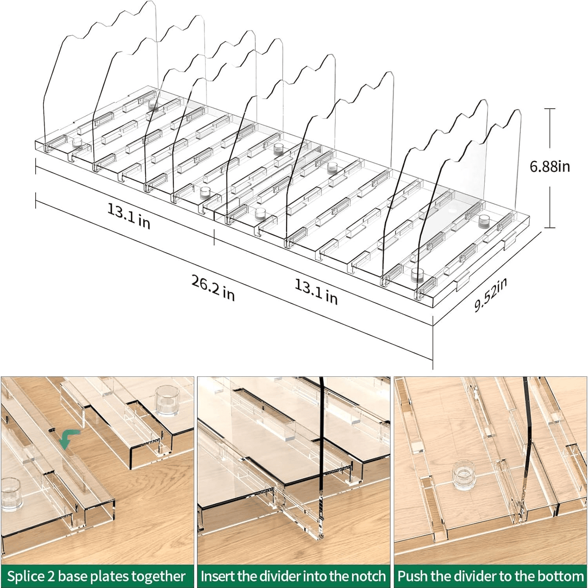 Clear Acrylic Adjustable Shelf Dividers for Closets and Bookshelves - Image 5