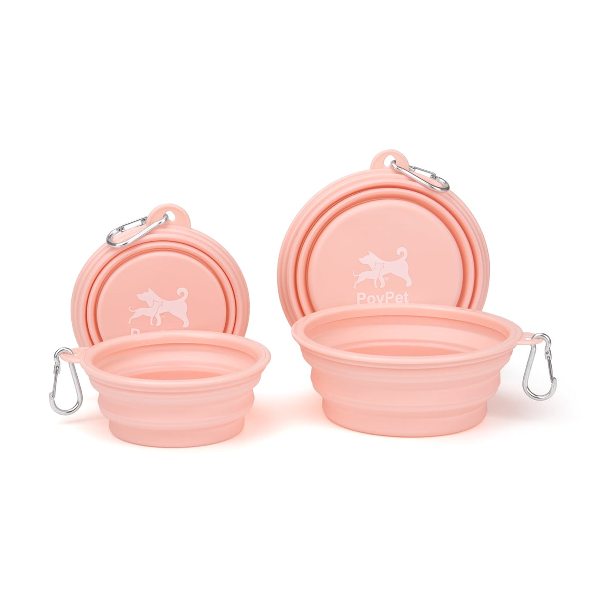 Collapsible Travel Bowls for Dogs and Cats, 12 oz and 22 oz, Pink