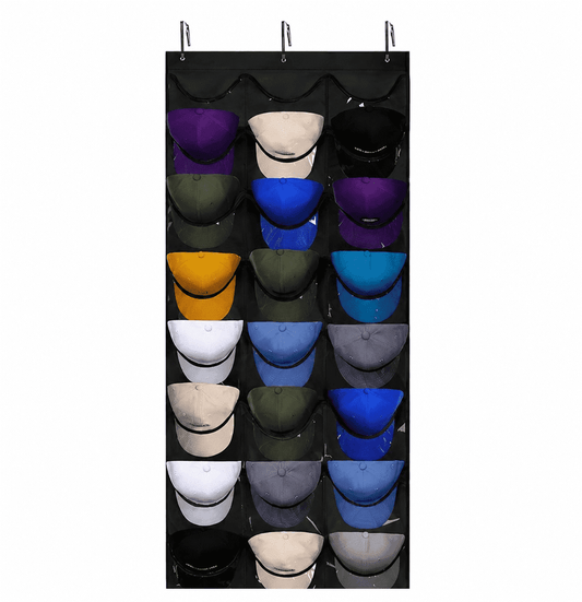 24-Pocket Hanging Cap Organizer for Wall or Door
