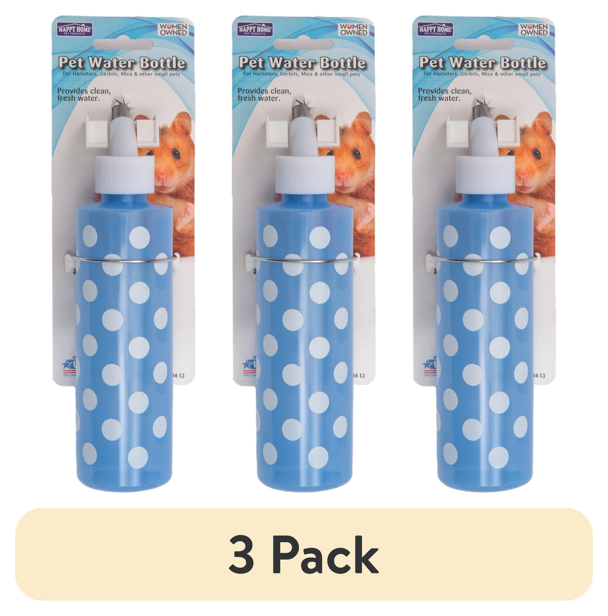 Vacuum-Sealed Small Animal Water Bottles, 8 oz, 3-Pack - Image 2