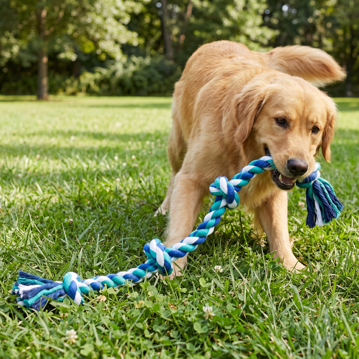 Extra-Large 36 in 5-Knot Cotton-Blend Tug Rope for Dogs Over 80 lb - Image 4
