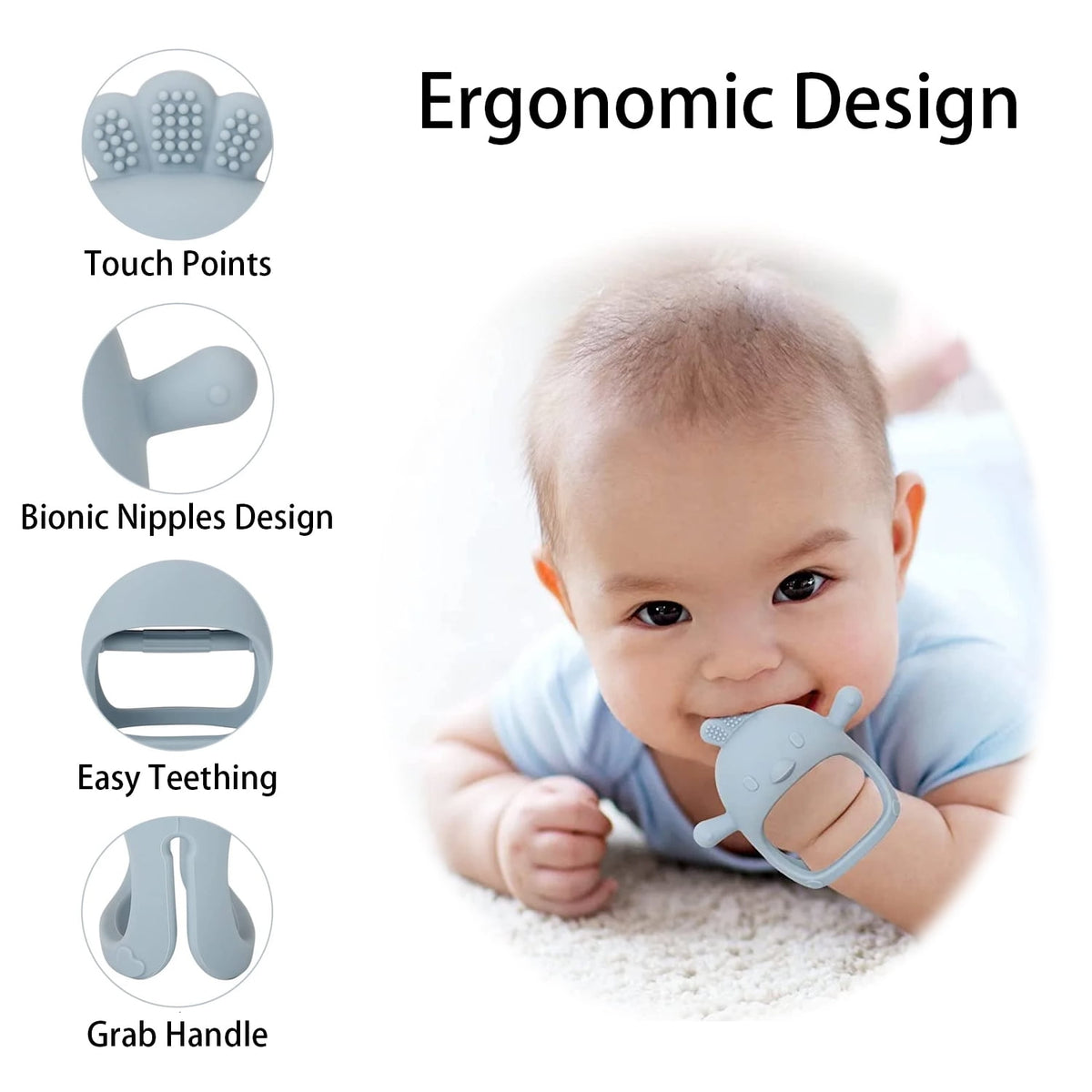Silicone Mitten Teethers for Babies, 2-Pack - Image 3