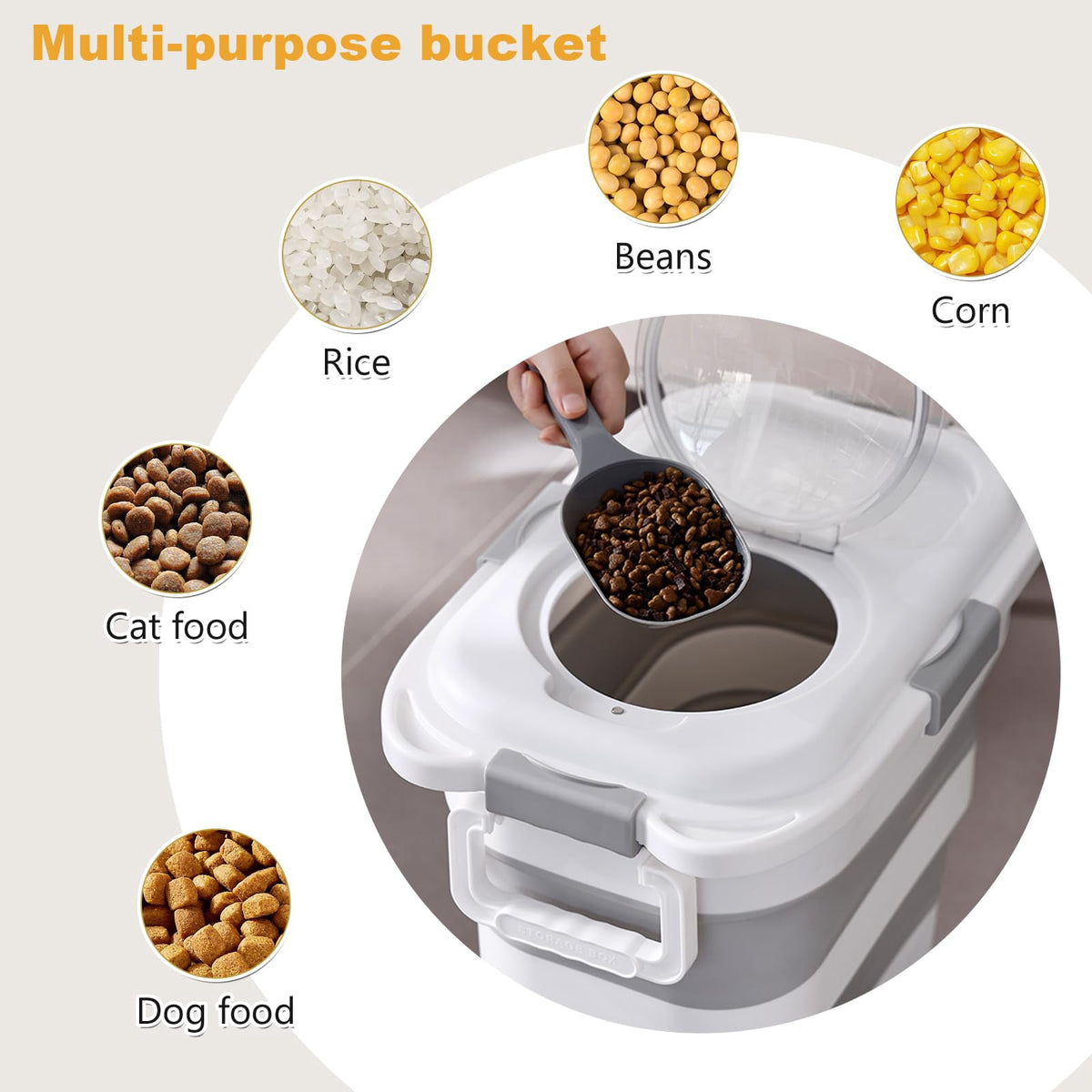 Collapsible Pet Food Storage Containers with Scoop, 25 lb, 2-Pack (Black and White) - Image 6