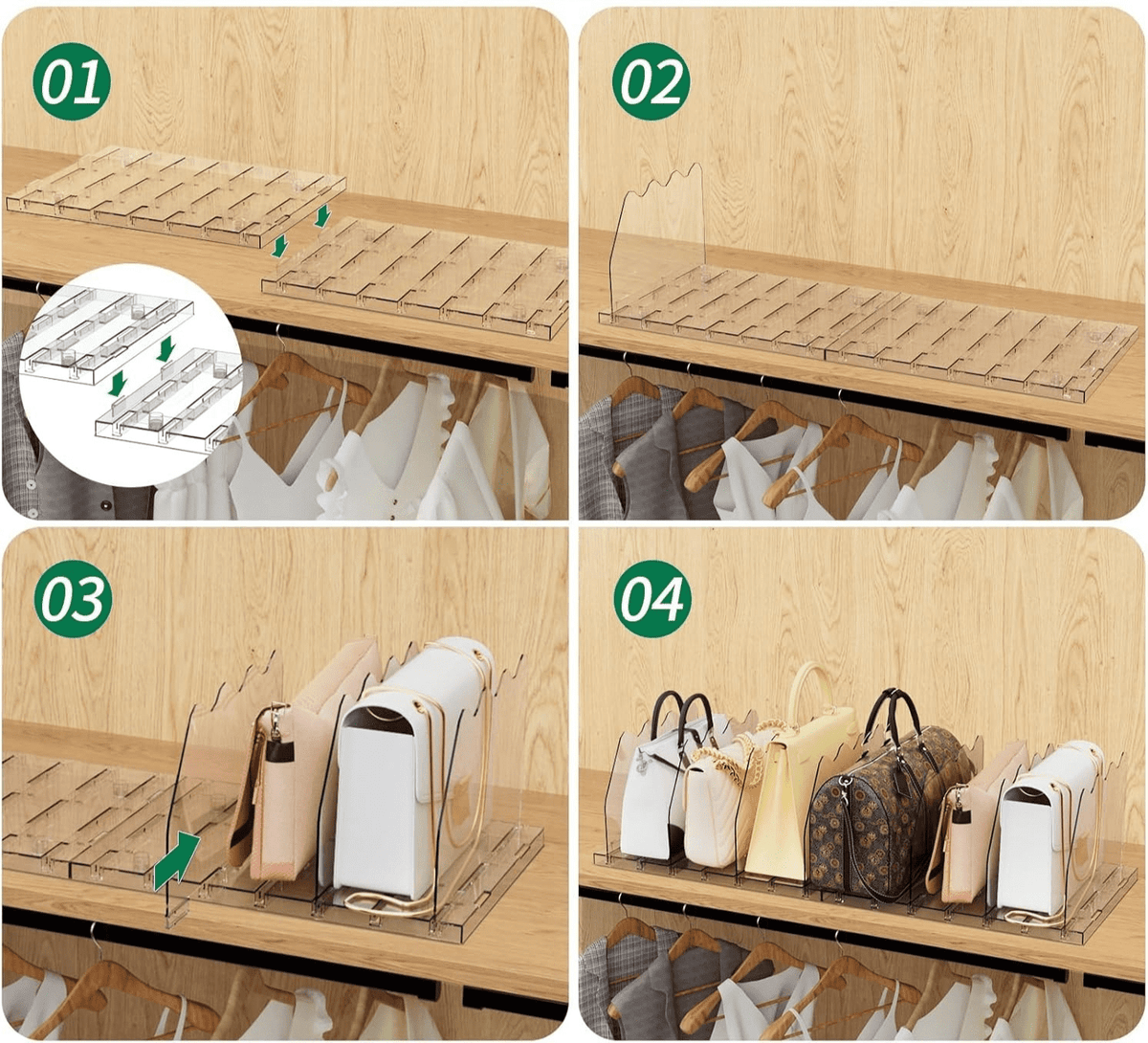 Clear Acrylic Adjustable Shelf Dividers for Closets and Bookshelves - Image 4