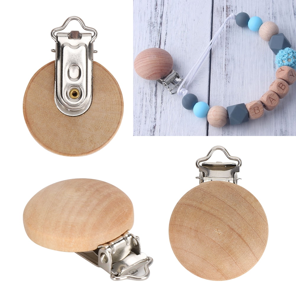 Beech Wood Pacifier Clips, 3 cm, Set of 5 - Image 5