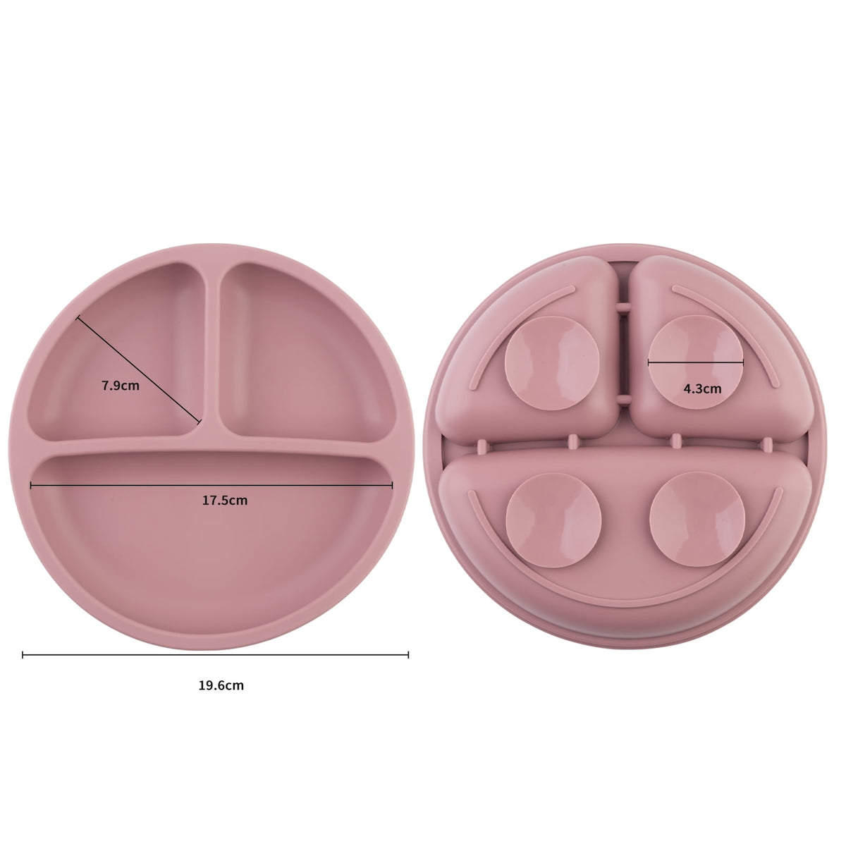 Divided Suction Plates for Babies and Toddlers, Silicone, 2-Pack (Blue and Rose) - Image 2