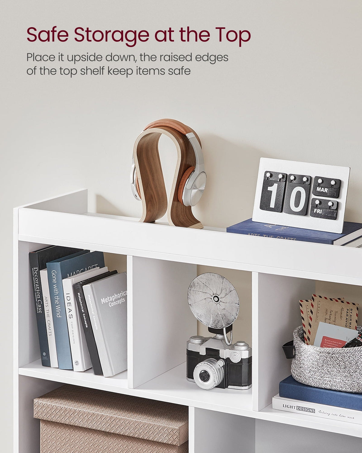 Modern 8-Cube Storage Organizer with 2 Enclosed Compartments, White - Image 3