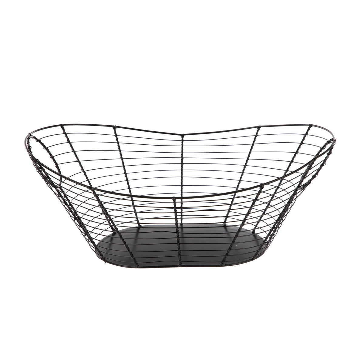 Handcrafted Black Wire Basket with Cutout Handles - Image 5