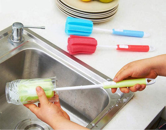 Foam Sponge Bottle Brushes with Adjustable Long Handle, 3-Pack - Image 2