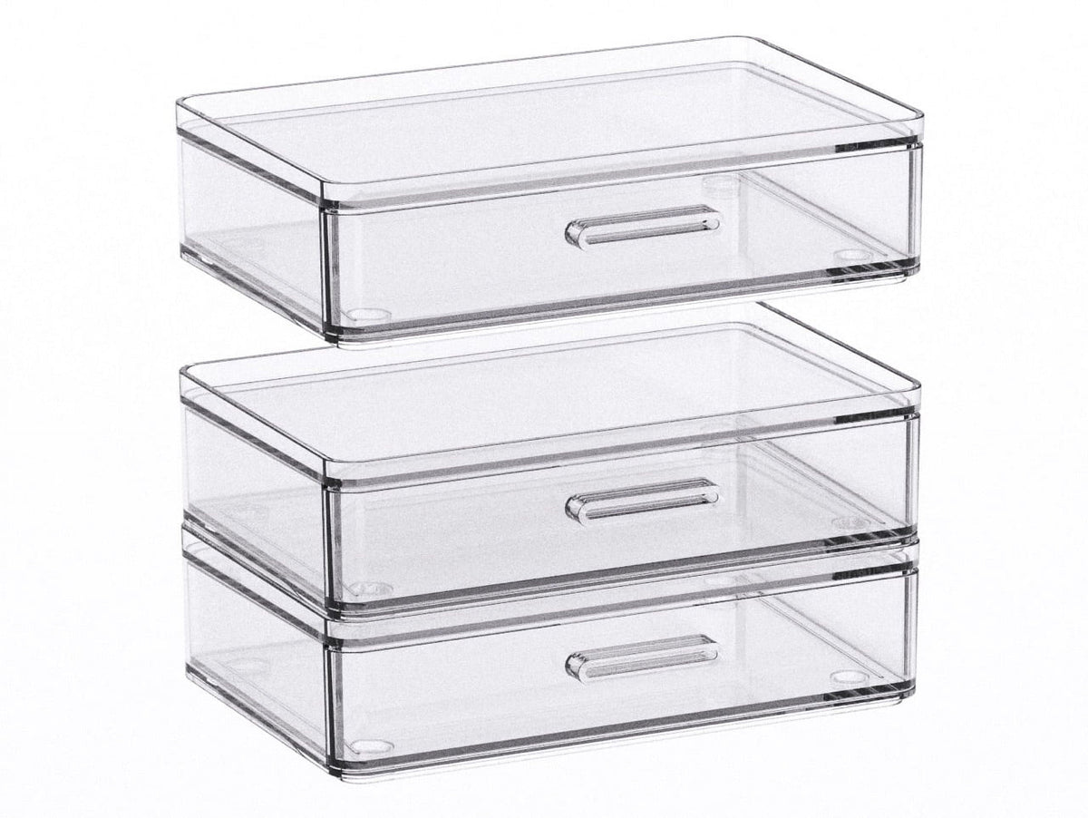 Stackable Clear Jewellery Drawer with Soft Flocked Liner