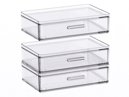 Stackable Clear Jewellery Drawer with Soft Flocked Liner