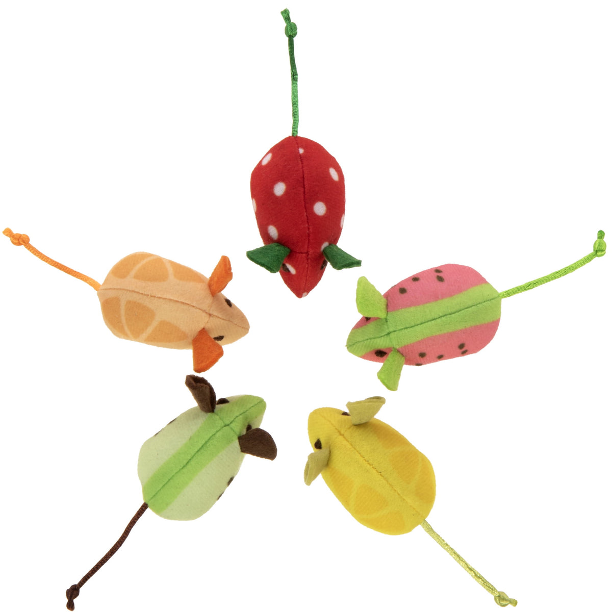 Plush Catnip Mice Cat Toys, Fruit-Slice Design, Set of 5 - Image 4