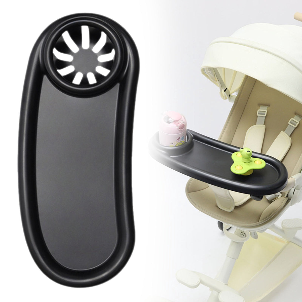 Universal Stroller Snack Tray with Cup Holder, Snap-On - Image 2