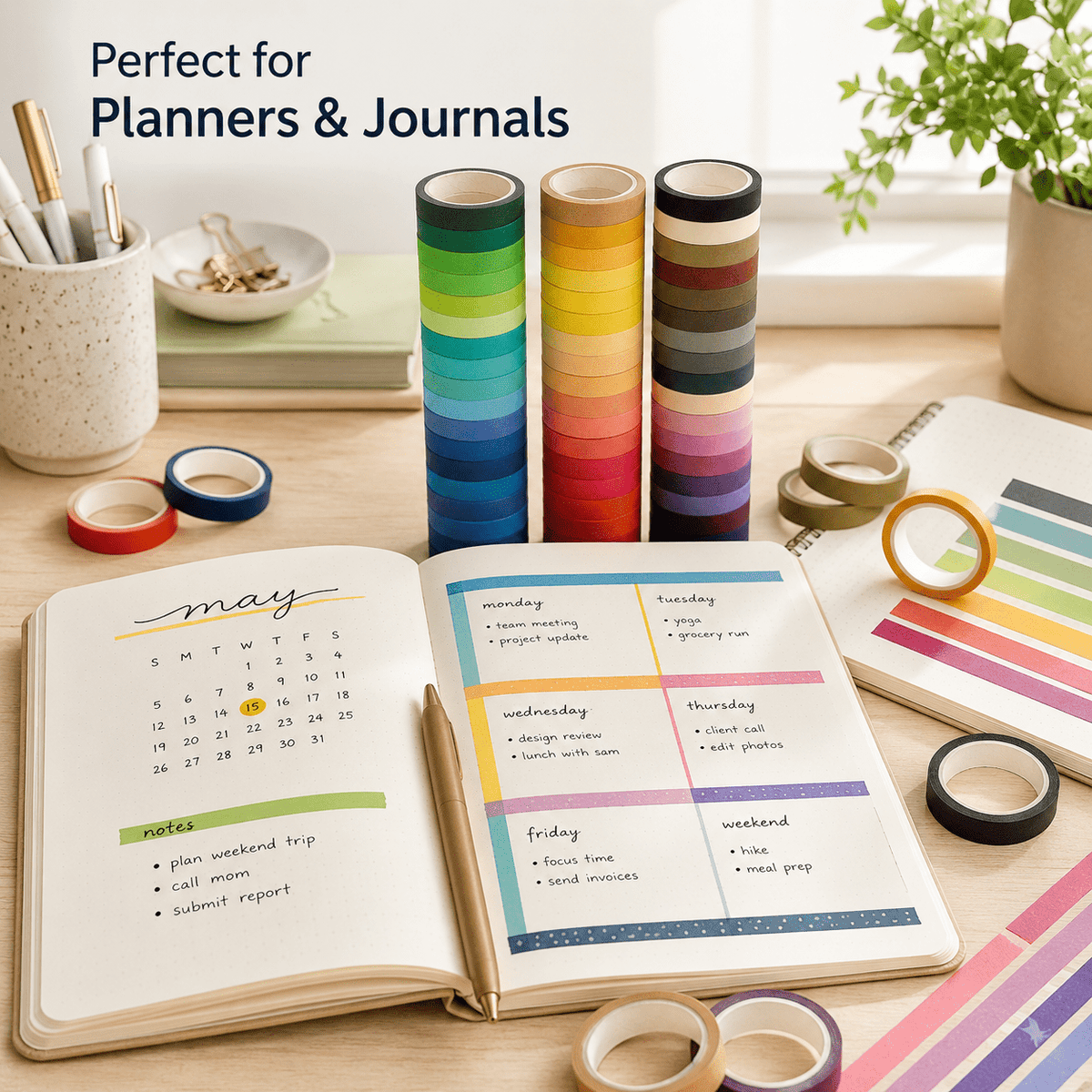 Rainbow Washi Tape Set, 8 mm x 4 m, 60 Rolls - Image 4