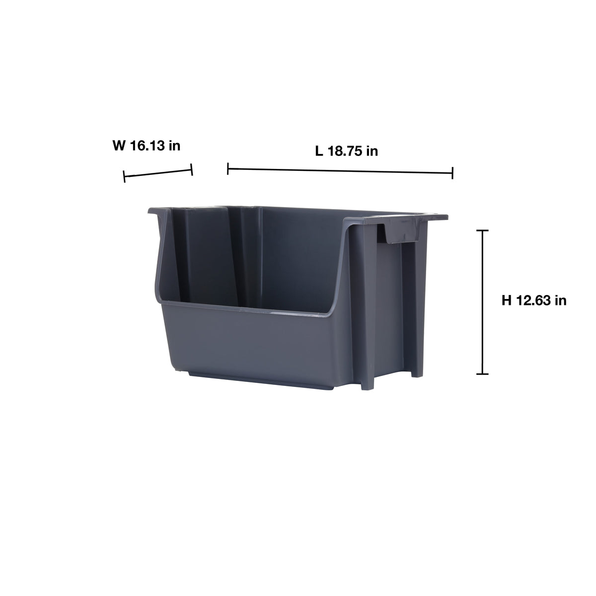 Stackable Plastic Garage Storage Bin with Handles, Gray - Image 3