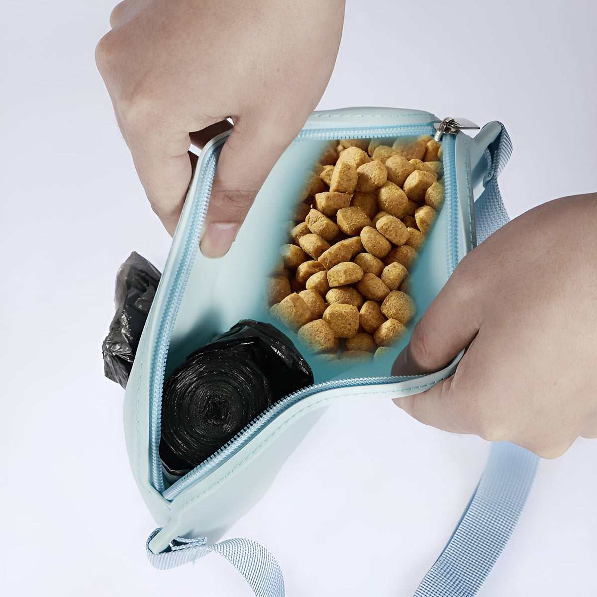 Silicone Dog Treat Pouch with Cross-Body Strap and Built-In Poop Bag Dispenser - Image 3