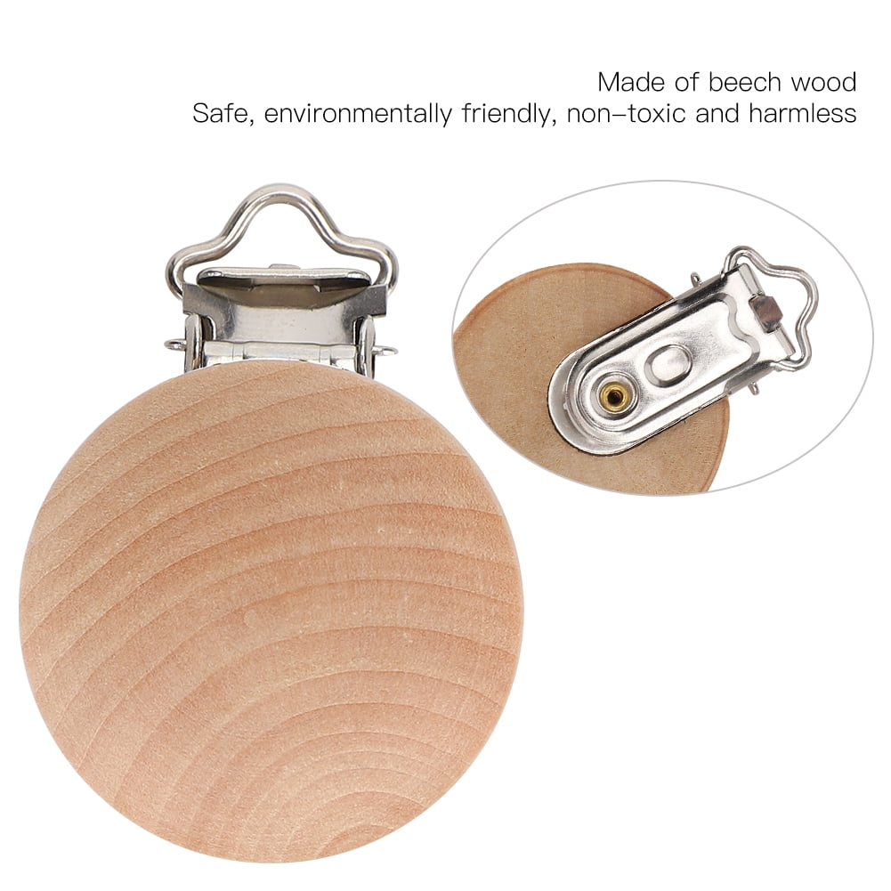 Beech Wood Pacifier Clips, 3 cm, Set of 5 - Image 3