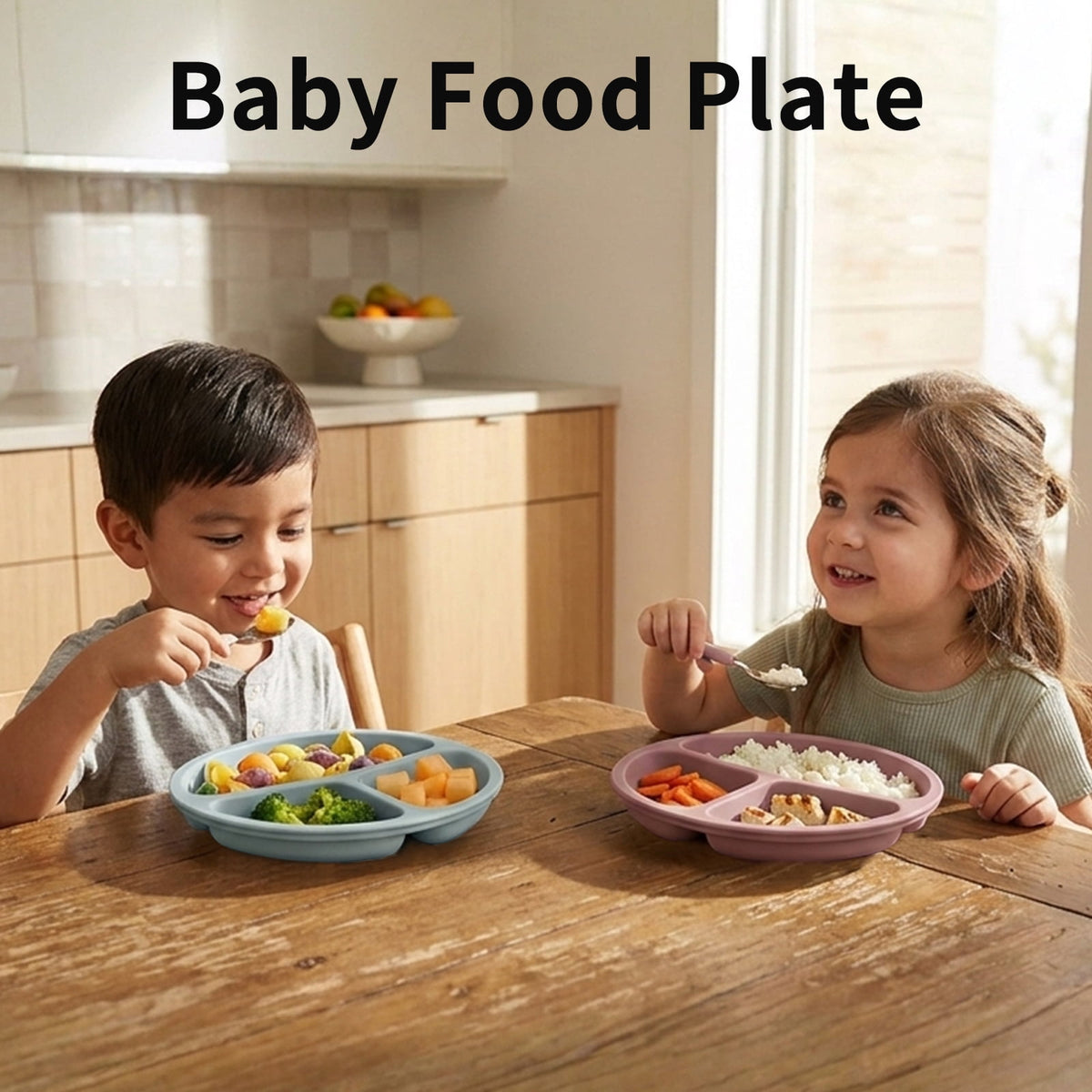 Divided Suction Plates for Babies and Toddlers, Silicone, 2-Pack (Blue and Rose) - Image 6