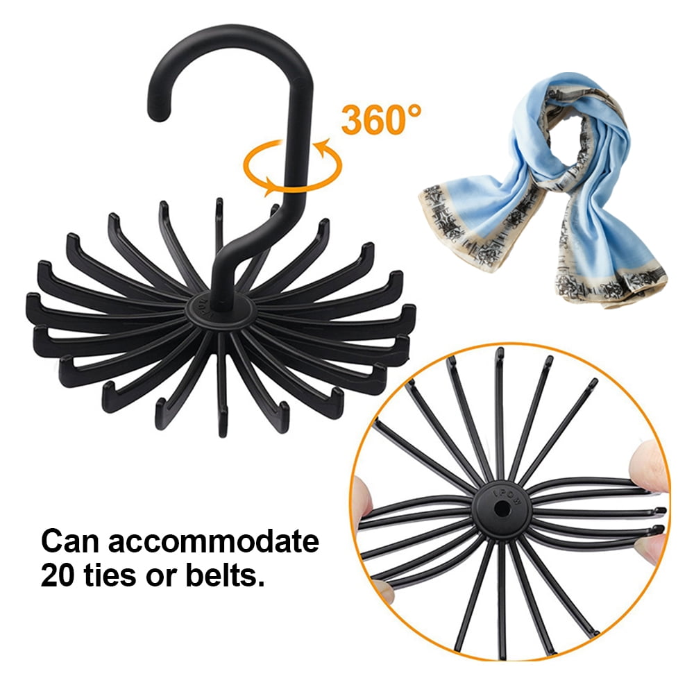 360° Rotating Slim Tie and Belt Rack, 2 Pieces, Black - Image 3