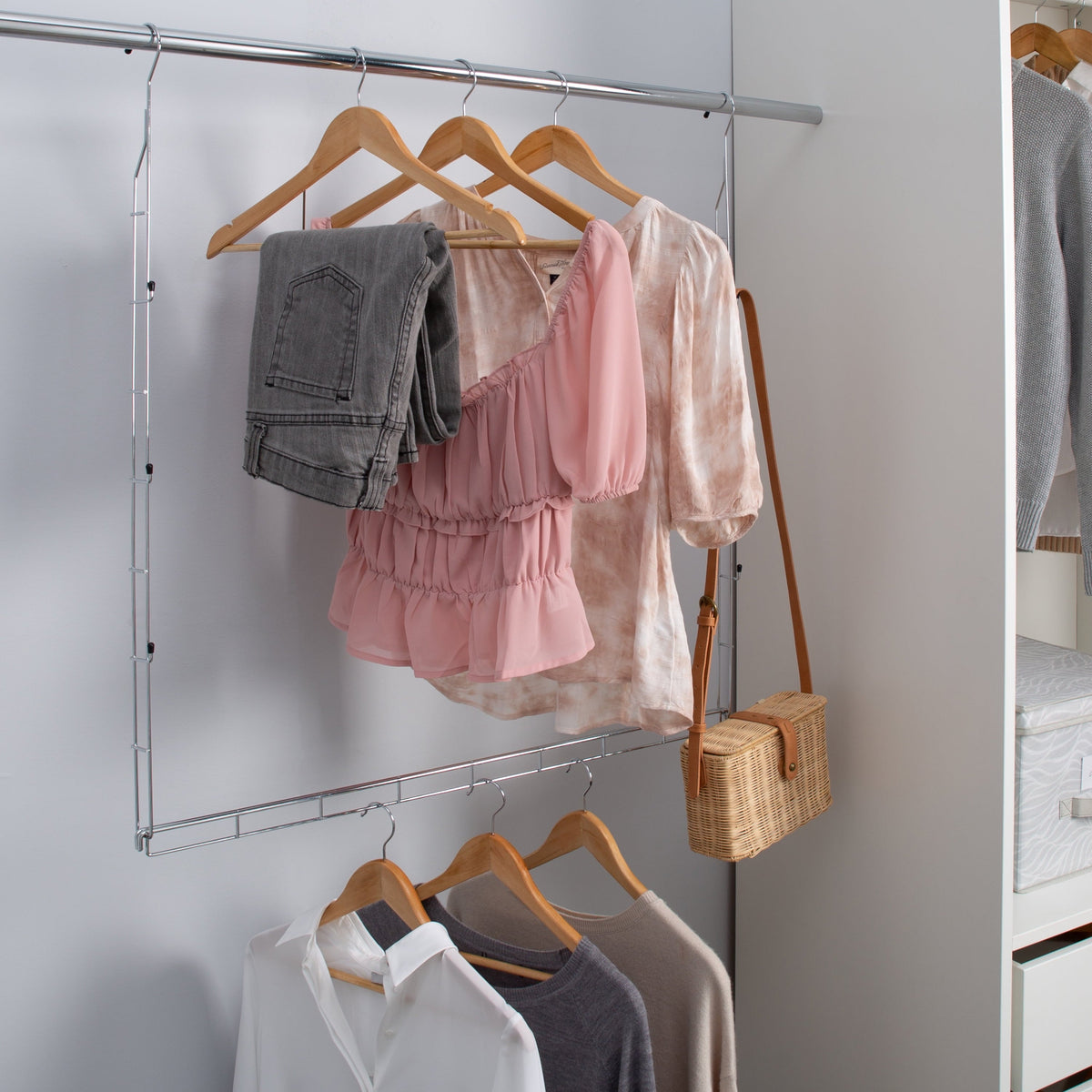 2-Tier Adjustable Hanging Closet Rod - Image 4