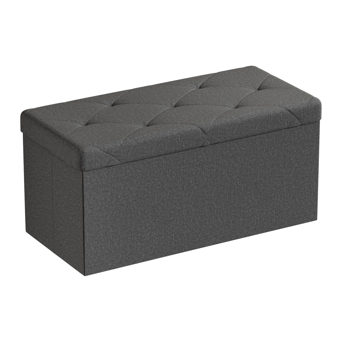 30 in Folding Storage Ottoman Bench with Padded Seat, Linen, Grey, Holds 660 lb - Image 3