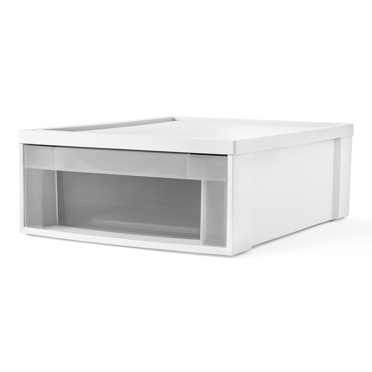 Small Stackable Storage Drawer, 19.75 x 15.5 x 7 in, White