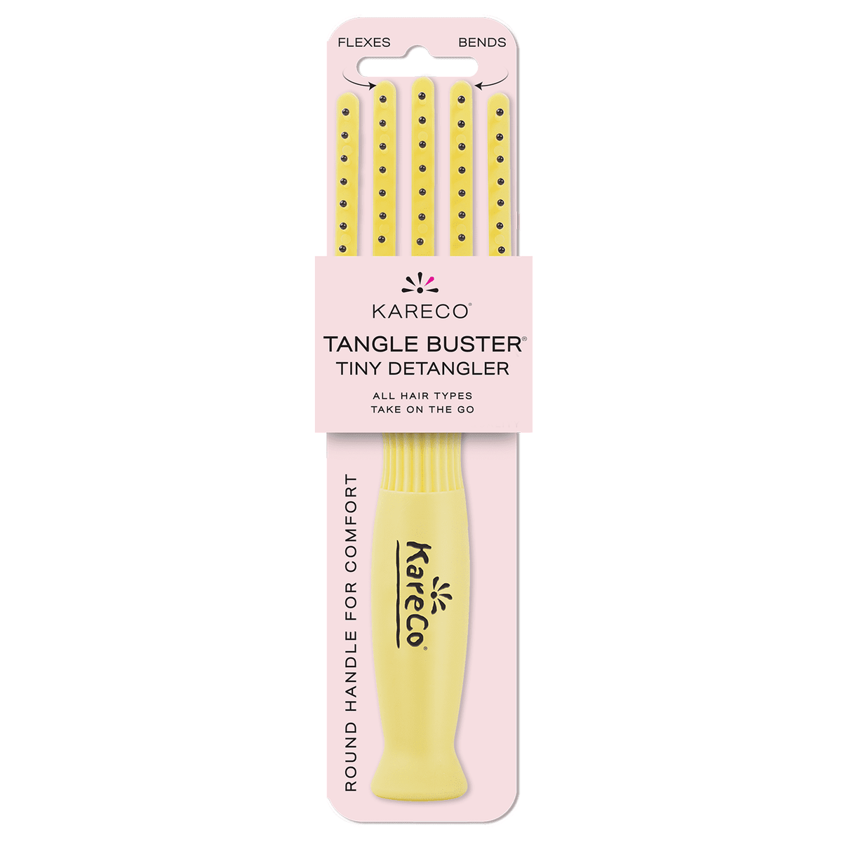Flexible Paddle Detangling Hair Brush, Travel Size 7 in, Yellow - Image 2