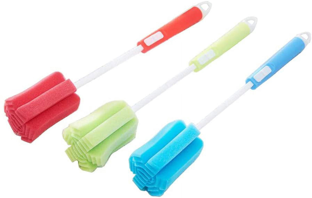 Foam Sponge Bottle Brushes with Adjustable Long Handle, 3-Pack - Image 3