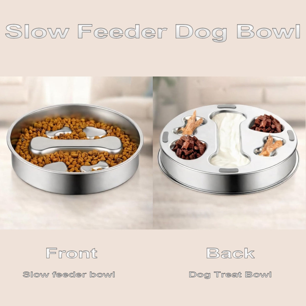 Stainless Steel Slow Feeder Dog Bowl, 2 Cups, Anti-Gulping Puzzle Design - Image 4