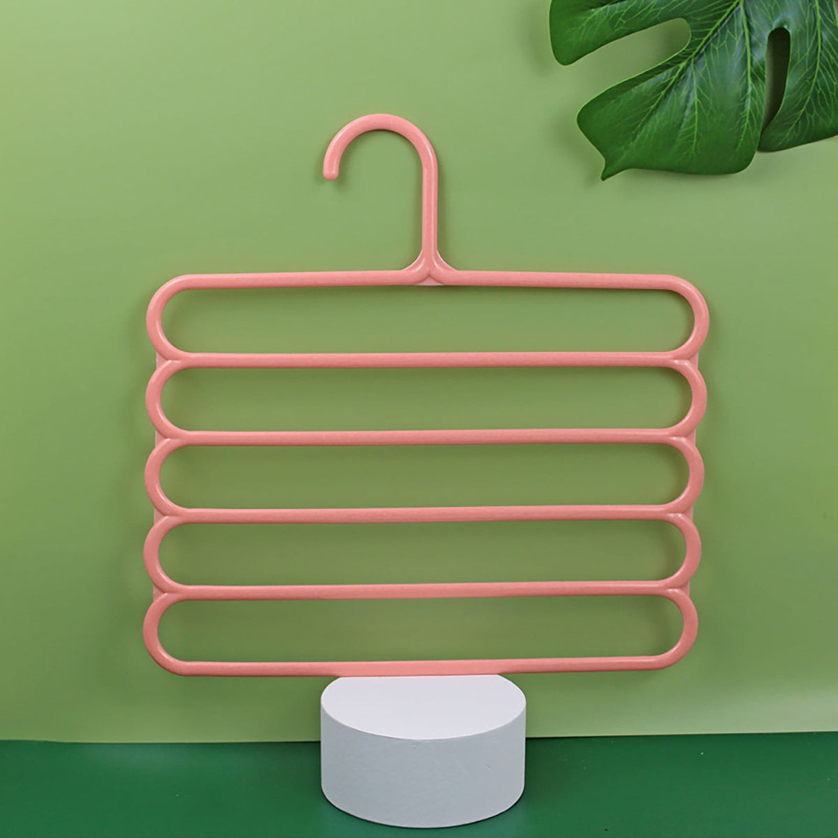 5-Tier Non-Slip Pants Hanger, Space-Saving, Pink - Image 2