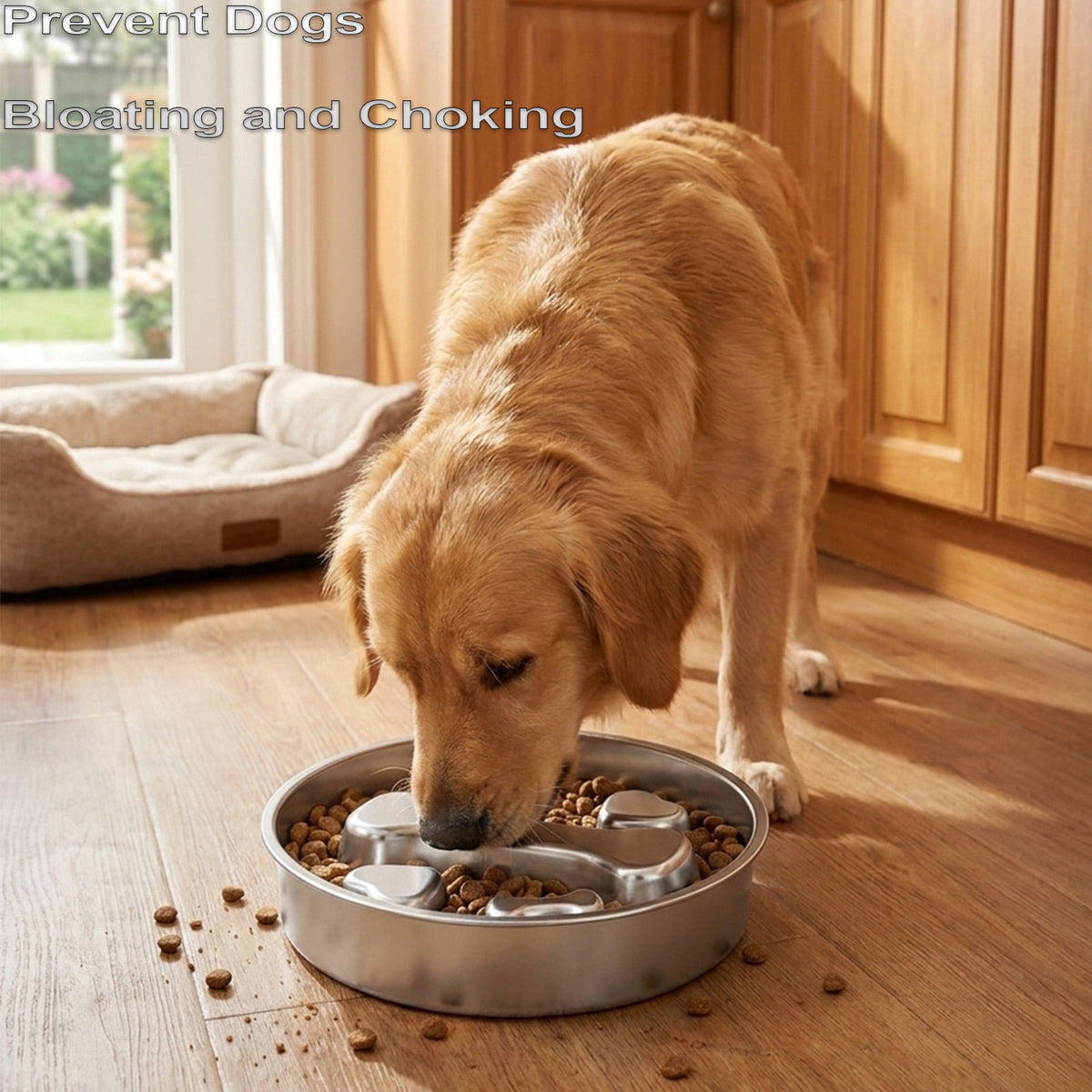 Stainless Steel Slow Feeder Dog Bowl, 2 Cups, Anti-Gulping Puzzle Design - Image 3