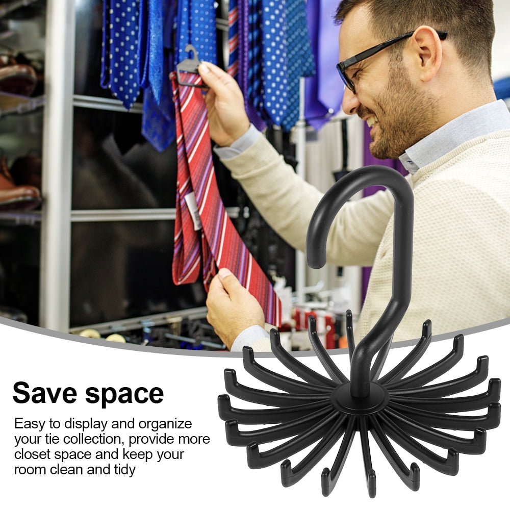 360° Rotating Slim Tie and Belt Rack, 2 Pieces, Black - Image 6