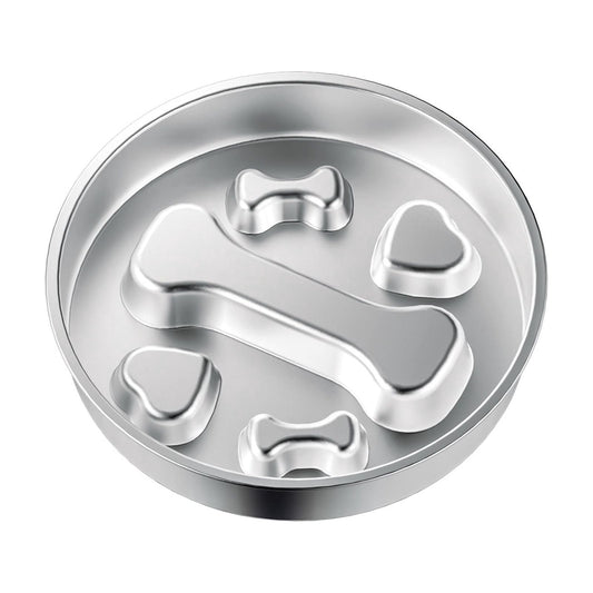 Stainless Steel Slow Feeder Dog Bowl, 2 Cups, Anti-Gulping Puzzle Design