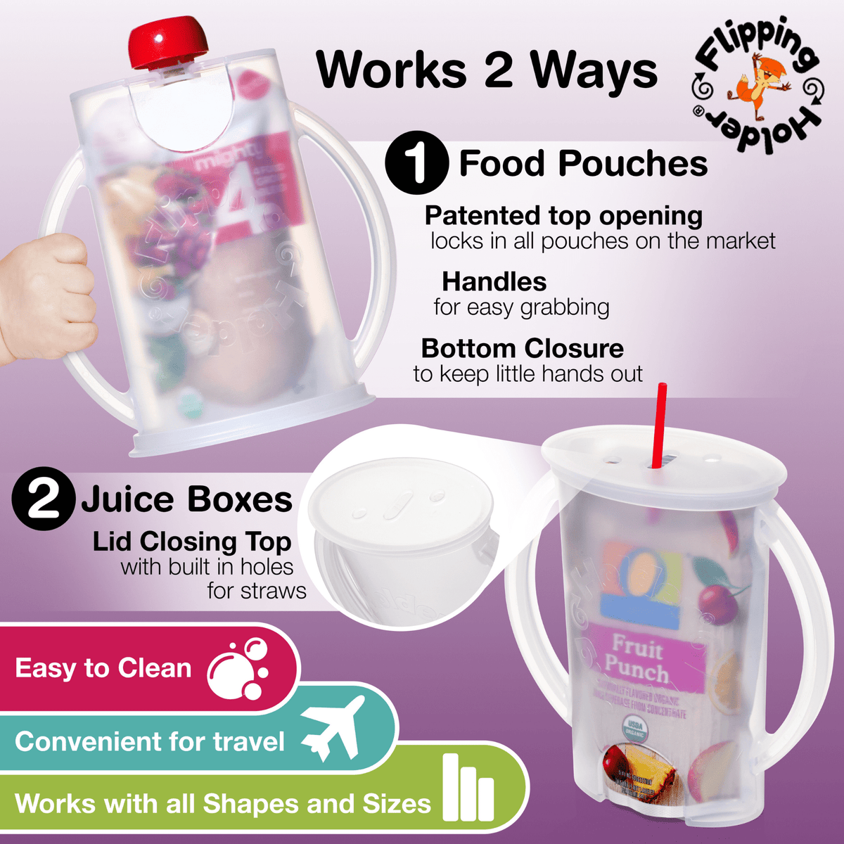Squeeze-Proof Pouch and Juice Box Holder with Lid, Blue - Image 4