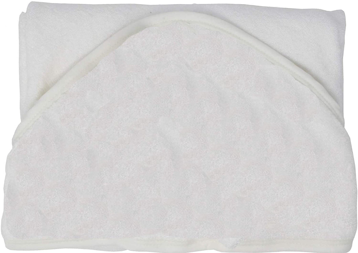 Organic Bamboo Terry Hooded Baby Towel with Bear Ears, White, Small - Image 2